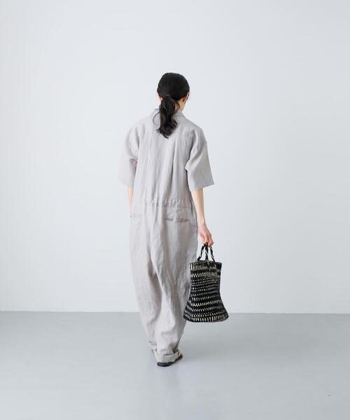 かぐれ(カグレ)の「リネンハーフスリーブオールインワン(サロペット/オーバーオール・レディース・チャコールグレー/ブラック/グレー系その他・FREE)」の7枚目の写真