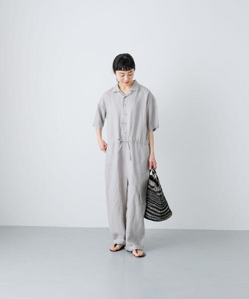 かぐれ(カグレ)の「リネンハーフスリーブオールインワン(サロペット/オーバーオール・レディース・チャコールグレー/ブラック/グレー系その他・FREE)」の8枚目の写真