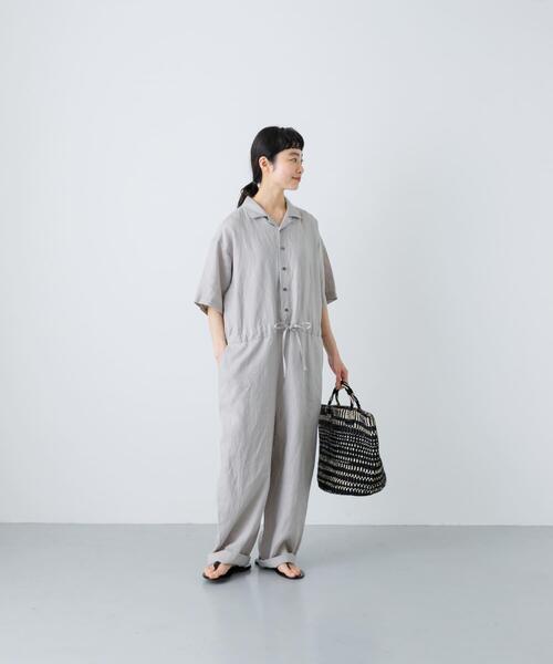 かぐれ(カグレ)の「リネンハーフスリーブオールインワン(サロペット/オーバーオール・レディース・チャコールグレー/ブラック/グレー系その他・FREE)」の9枚目の写真