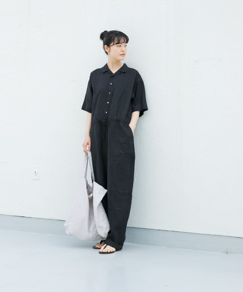 web限定アイテム リネンハーフスリーブオールインワン（その他パンツ）｜かぐれ サロペット・オーバーオール・オールインワン