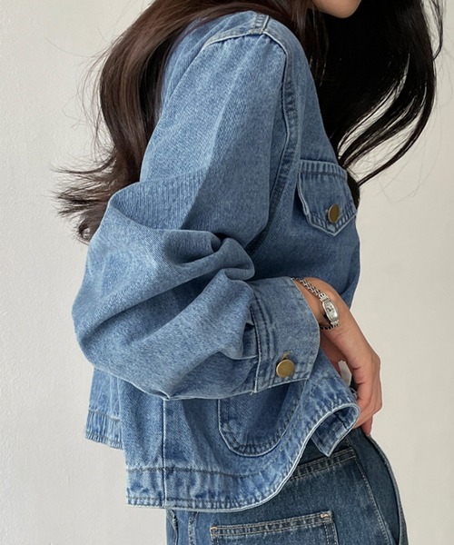LAFFMO(ラフモ)の「ノーカラーデニムジャケット(デニムジャケット・レディース・ブルー/ブラック・F)」の20枚目の写真