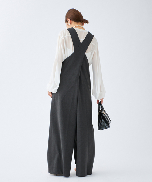 イエナ オールインワン つなぎ サロペット カジュアル 黒 カシュクールオールインワン（つなぎ／オールインワン）｜SLOBE