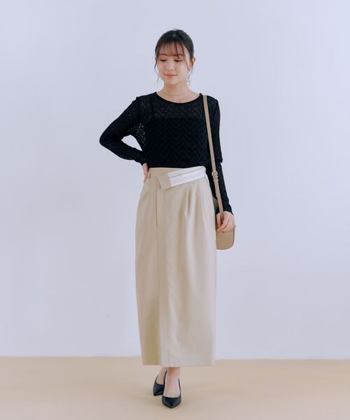 COHINA(コヒナ)の「ターンアップIラインスカート 【低身長・小柄女性】(スカート・レディース・ブラウン/ネイビー/ベージュ・S-Regular/XS-Regular/S-Short/XS-Short)」の5枚目の写真