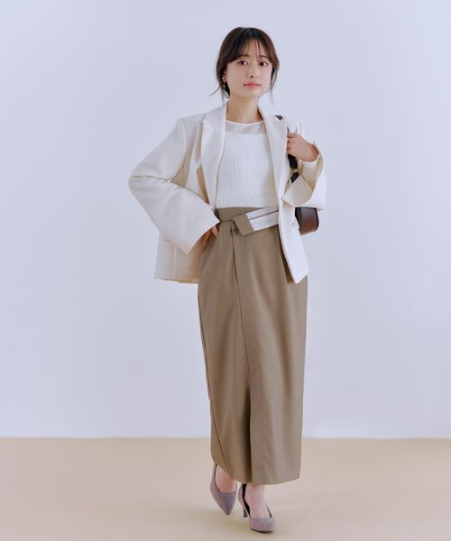 COHINA(コヒナ)の「ターンアップIラインスカート 【低身長・小柄女性】(スカート・レディース・ブラウン/ネイビー/ベージュ・S-Regular/XS-Regular/S-Short/XS-Short)」の19枚目の写真