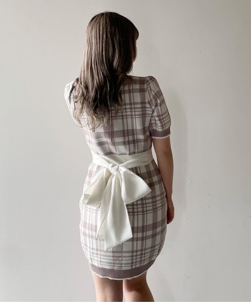 abc une face ジャガードバックリボンワンピース abc une face（アーベーセーアンフェイス）の「ジャガードバック