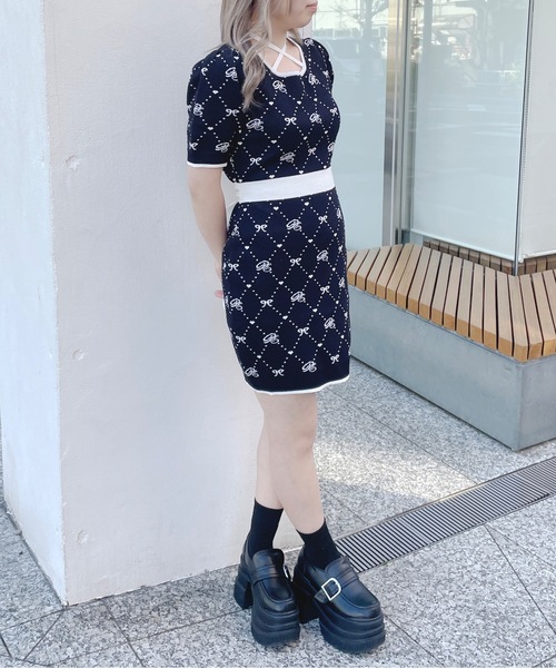 ◆関税込◆【REBECCA VALLANCEC】ストレッチ リボン ワンピース back conscious tiered rib dress /バックコンシャス ティアード