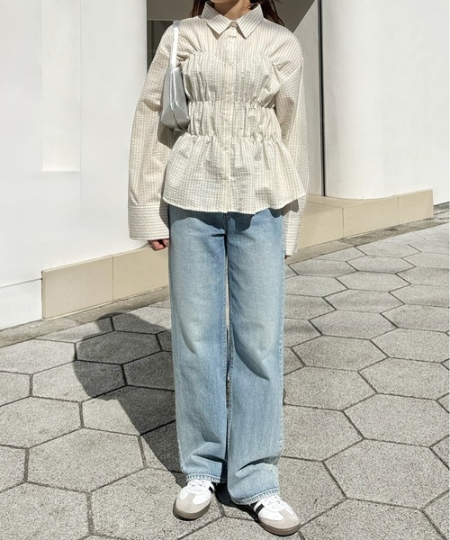 LE MORE（リモア）の「ストライプシャーリングシャツ（シャツ/ブラウス・レディース・アイボリー/ブルー・FREE）」の16枚目の写真