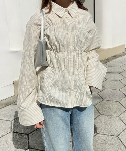 LE MORE（リモア）の「ストライプシャーリングシャツ（シャツ/ブラウス・レディース・アイボリー/ブルー・FREE）」の17枚目の写真