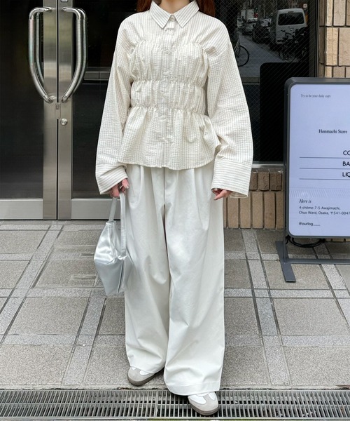 LE MORE（リモア）の「ストライプシャーリングシャツ（シャツ/ブラウス・レディース・アイボリー/ブルー・FREE）」の18枚目の写真