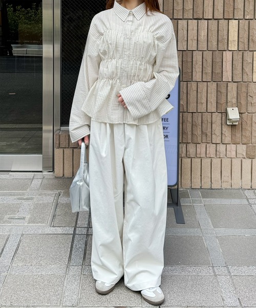 LE MORE（リモア）の「ストライプシャーリングシャツ（シャツ/ブラウス・レディース・アイボリー/ブルー・FREE）」の19枚目の写真