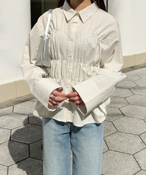 LE MORE（リモア）の「ストライプシャーリングシャツ（シャツ/ブラウス・レディース・アイボリー/ブルー・FREE）」の20枚目の写真