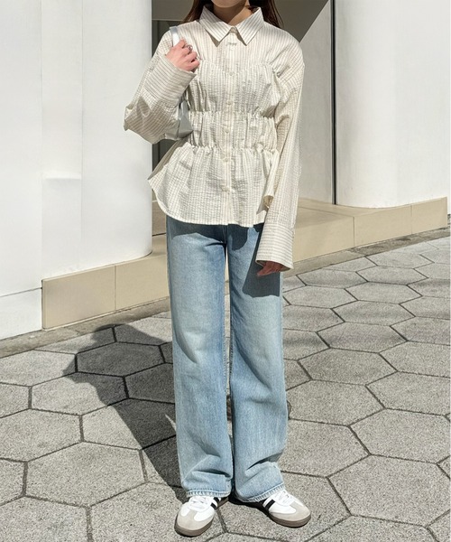 LE MORE（リモア）の「ストライプシャーリングシャツ（シャツ/ブラウス・レディース・アイボリー/ブルー・FREE）」の21枚目の写真