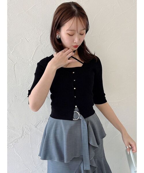 dazzlin（ダズリン）の「ハーフスリーブレイヤードカーデトップス（ニット/セーター・レディース・オフホワイト/グレー/ブラック/ピンク/グリーン・FREE）」の19枚目の写真