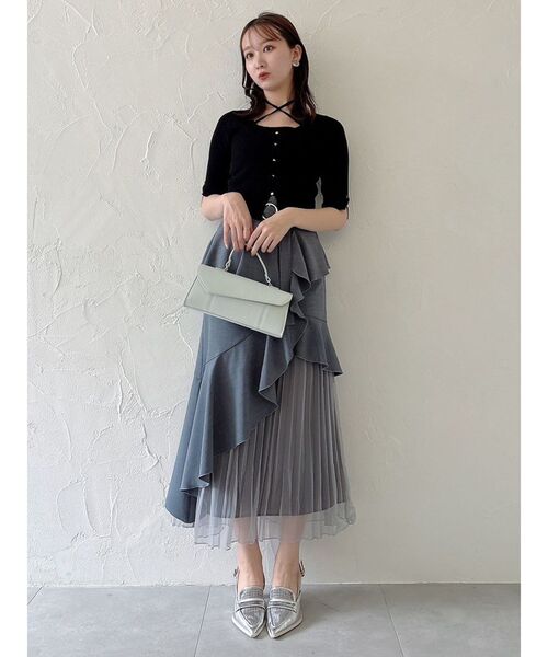 dazzlin（ダズリン）の「ハーフスリーブレイヤードカーデトップス（ニット/セーター・レディース・オフホワイト/グレー/ブラック/ピンク/グリーン・FREE）」の18枚目の写真