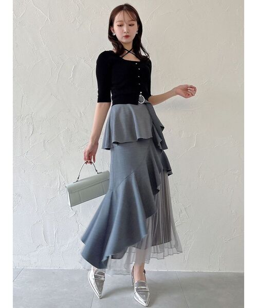 dazzlin（ダズリン）の「ハーフスリーブレイヤードカーデトップス（ニット/セーター・レディース・オフホワイト/グレー/ブラック/ピンク/グリーン・FREE）」の17枚目の写真