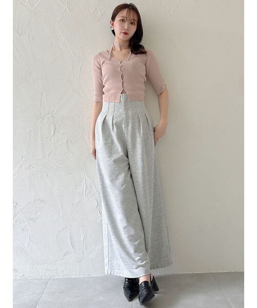 dazzlin（ダズリン）の「ハーフスリーブレイヤードカーデトップス（ニット/セーター・レディース・オフホワイト/グレー/ブラック/ピンク/グリーン・FREE）」の13枚目の写真