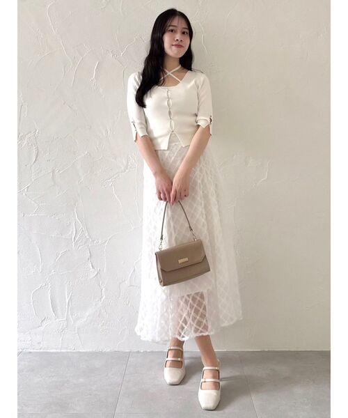 dazzlin（ダズリン）の「ハーフスリーブレイヤードカーデトップス（ニット/セーター・レディース・オフホワイト/グレー/ブラック/ピンク/グリーン・FREE）」の11枚目の写真