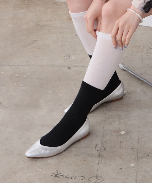 ROOPTOKYO(ループトウキョウ)の「Long Double Collar Rib Socks / ロングダブルカラーリブソックス(ソックス/靴下・レディース・レッド/グレー/ブラック/ホワイト・FREE)」の20枚目の写真