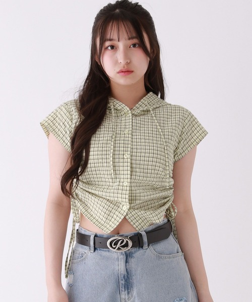 repipi armario（レピピ アルマリオ）の「シャーリングフードシャツ（シャツ/ブラウス・キッズ・サックスブルー/イエロー/オレンジ・SMALL/MEDIUM/LARGE）」の10枚目の写真