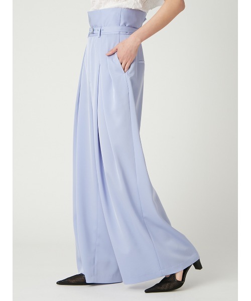 セール】ナローベルトハイウエストワイドパンツ／ウォッシャブル・接触  