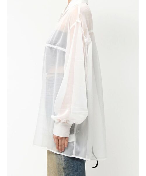 EVRIS（エヴリス）の「シアーオーバーサイズシャツ（シャツ/ブラウス・レディース・ブルー/ブラック/ホワイト・FREE）」の7枚目の写真