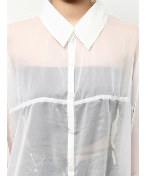 EVRIS（エヴリス）の「シアーオーバーサイズシャツ（シャツ/ブラウス・レディース・ブルー/ブラック/ホワイト・FREE）」の9枚目の写真