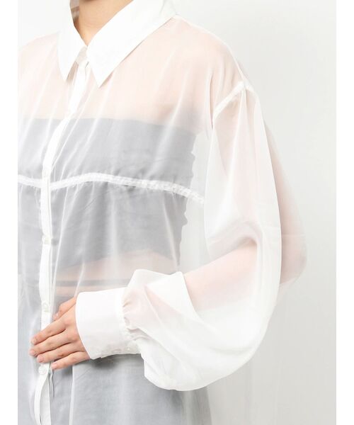 EVRIS（エヴリス）の「シアーオーバーサイズシャツ（シャツ/ブラウス・レディース・ブルー/ブラック/ホワイト・FREE）」の10枚目の写真