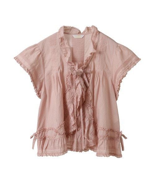 PINK HOUSE(ピンクハウス)の「ガーランドフリル使いブラウス(シャツ/ブラウス・レディース・アイボリー/ブラック/ライトブルー/ピンク/ミント/パープル・フリー)」の6枚目の写真