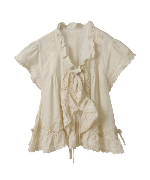 PINK HOUSE(ピンクハウス)の「ガーランドフリル使いブラウス(シャツ/ブラウス・レディース・アイボリー/ブラック/ライトブルー/ピンク/ミント/パープル・フリー)」の2枚目の写真