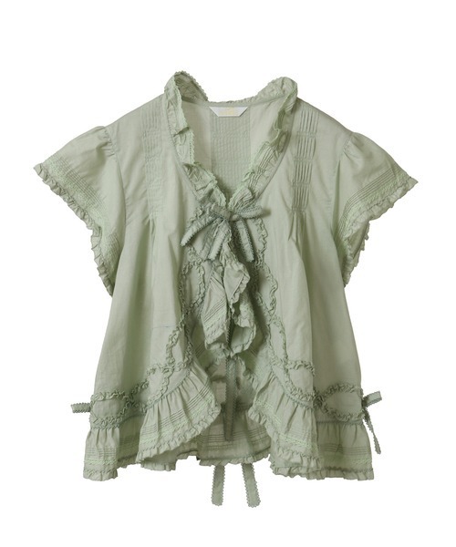 PINK HOUSE(ピンクハウス)の「ガーランドフリル使いブラウス(シャツ/ブラウス・レディース・アイボリー/ブラック/ライトブルー/ピンク/ミント/パープル・フリー)」の4枚目の写真