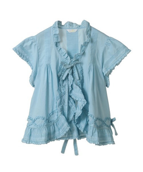 PINK HOUSE(ピンクハウス)の「ガーランドフリル使いブラウス(シャツ/ブラウス・レディース・アイボリー/ブラック/ライトブルー/ピンク/ミント/パープル・フリー)」の1枚目の写真