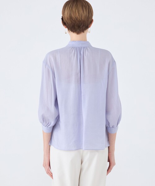 BALLSEY（ボールジィ）の「スムースラミー バイヤスボウタイブラウス（シャツ/ブラウス・レディース・ブラック/ホワイト/ライトパープル・36）」の7枚目の写真