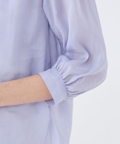 BALLSEY（ボールジィ）の「スムースラミー バイヤスボウタイブラウス（シャツ/ブラウス・レディース・ブラック/ホワイト/ライトパープル・36）」の9枚目の写真