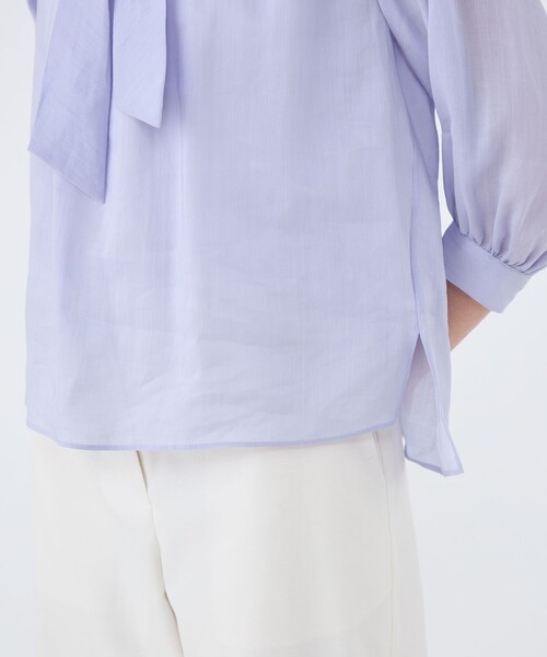 BALLSEY（ボールジィ）の「スムースラミー バイヤスボウタイブラウス（シャツ/ブラウス・レディース・ブラック/ホワイト/ライトパープル・36）」の10枚目の写真