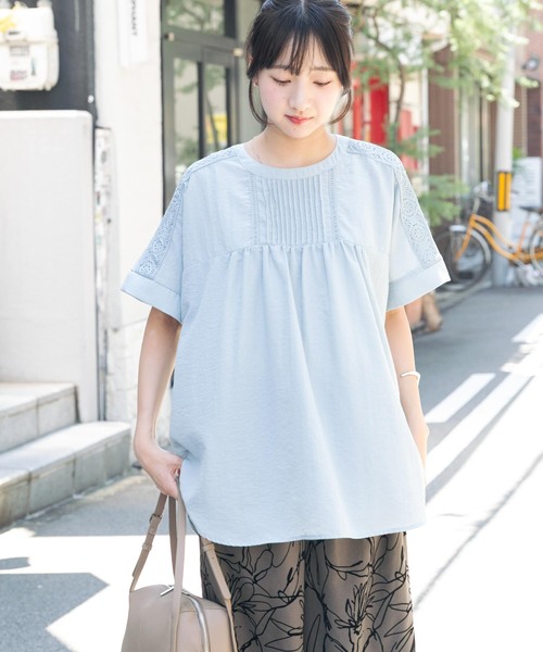 セール】ピンタックレースブラウス（シャツ/ブラウス）｜ITEMS