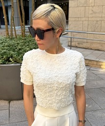 お値下げ.JENNE ステンドグラス編みホワイト半袖ニット JENNE｜ジェンヌのニット/セーター（半袖）通販 - ZOZOTOWN