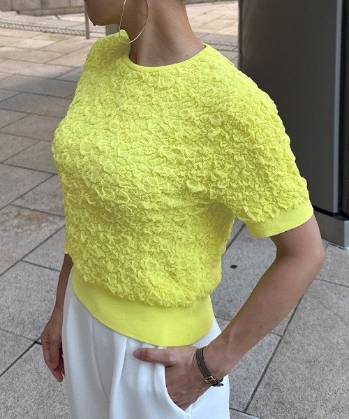 JENNE(ジェンヌ)の「膨れジャカード見えニット(ニット/セーター・レディース・ブラック/ライム/ホワイト・SMALL/MEDIUM/LARGE)」の7枚目の写真