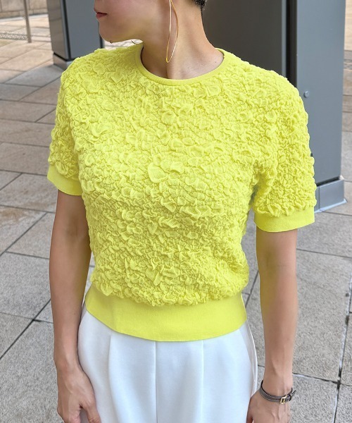 JENNE(ジェンヌ)の「膨れジャカード見えニット(ニット/セーター・レディース・ブラック/ライム/ホワイト・SMALL/MEDIUM/LARGE)」の9枚目の写真