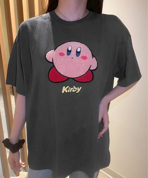 Bibiy. グレー Tシャツ 星型刺繍 新品　正規品 セール】【星のカービィ/KIRBY 】天竺 さがら刺繍 半袖Tシャツ
