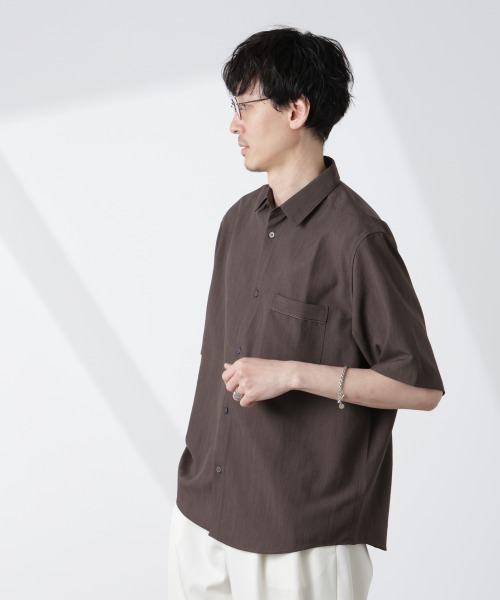 NANO universe（ナノユニバース）の「セオアルファシャツ 半袖（セットアップ可）（シャツ/ブラウス・メンズ・ブラック/ネイビー/ブラウン・S/M/L）」の12枚目の写真