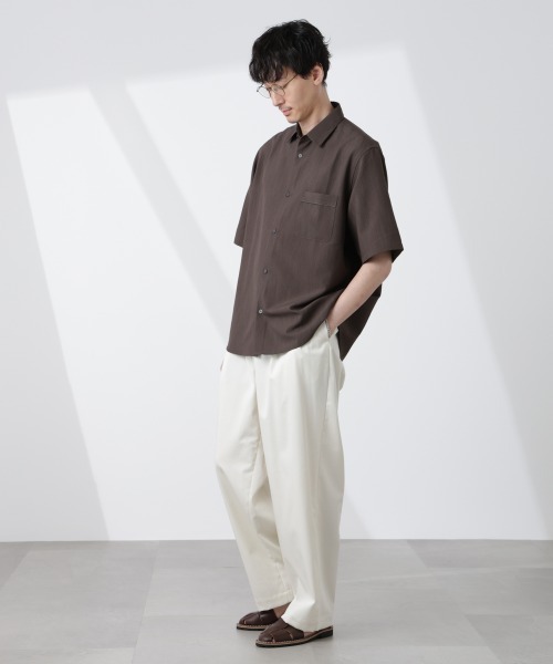 NANO universe（ナノユニバース）の「セオアルファシャツ 半袖（セットアップ可）（シャツ/ブラウス・メンズ・ブラック/ネイビー/ブラウン・S/M/L）」の15枚目の写真