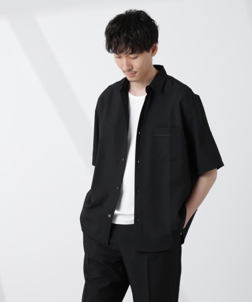 NANO universe（ナノユニバース）の「セオアルファシャツ 半袖（セットアップ可）（シャツ/ブラウス・メンズ・ブラック/ネイビー/ブラウン・S/M/L）」の18枚目の写真