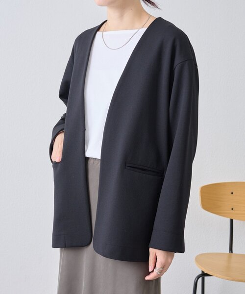 LIVETART(リヴェタート)の「ノーカラージャケット(ノーカラージャケット・レディース・ブラック/ネイビー・FREE)」の7枚目の写真