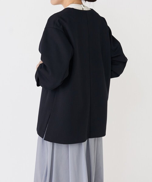 RISLEY ノーカラーショルダージャケット ブラック　　38 RISLEY ノーカラーショルダージャケット ブラック 38 RISLEY