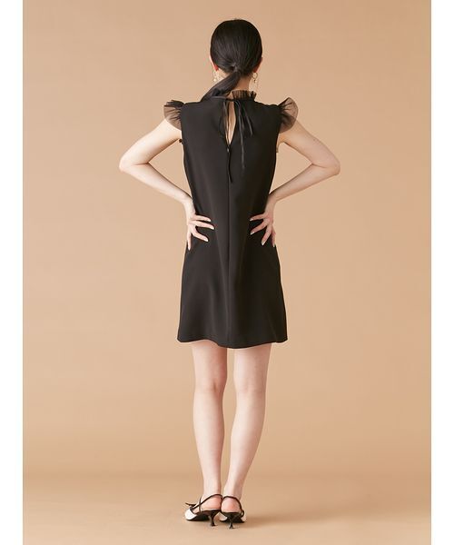 LILY BROWN L.B CANDY STOCK ミニワンピース L.B CANDY STOCK]チュールドッキングビジューミニワンピース