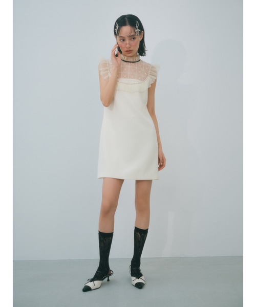 LILY BROWN L.B CANDY STOCK ミニワンピース L.B CANDY STOCK]Aラインビジューミニワンピース(ドレス