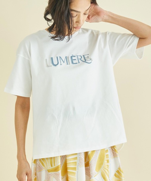 Settimissimo(セッティミッシモ)の「スタッズ ミックス 刺繍 ロゴ Tシャツ(Tシャツ/カットソー・レディース・ブラック/オフホワイト/ベージュ・FREE)」の1枚目の写真