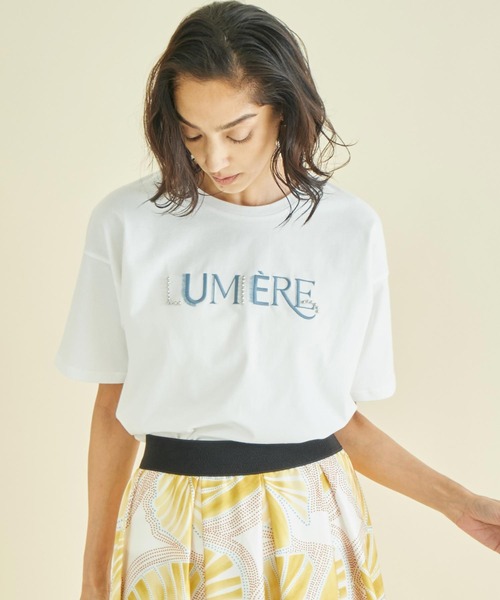 Settimissimo(セッティミッシモ)の「スタッズ ミックス 刺繍 ロゴ Tシャツ(Tシャツ/カットソー・レディース・ブラック/オフホワイト/ベージュ・FREE)」の7枚目の写真