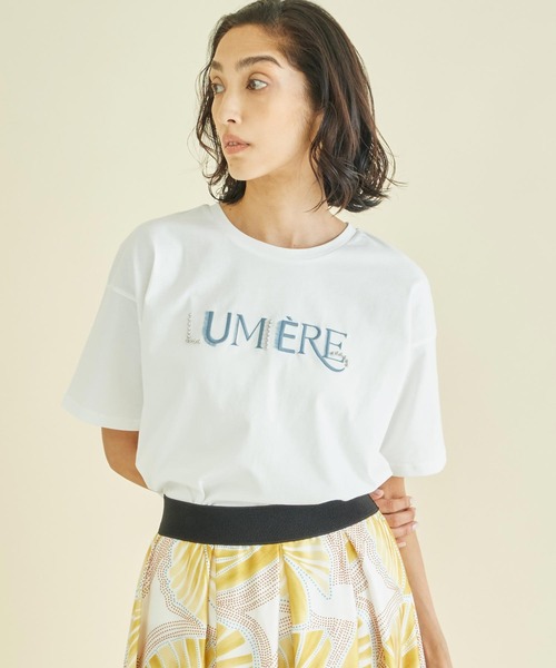 Settimissimo(セッティミッシモ)の「スタッズ ミックス 刺繍 ロゴ Tシャツ(Tシャツ/カットソー・レディース・ブラック/オフホワイト/ベージュ・FREE)」の8枚目の写真