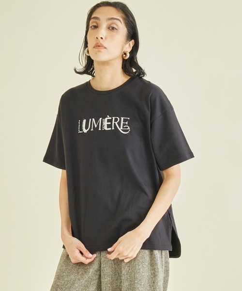 Settimissimo(セッティミッシモ)の「スタッズ ミックス 刺繍 ロゴ Tシャツ(Tシャツ/カットソー・レディース・ブラック/オフホワイト/ベージュ・FREE)」の13枚目の写真